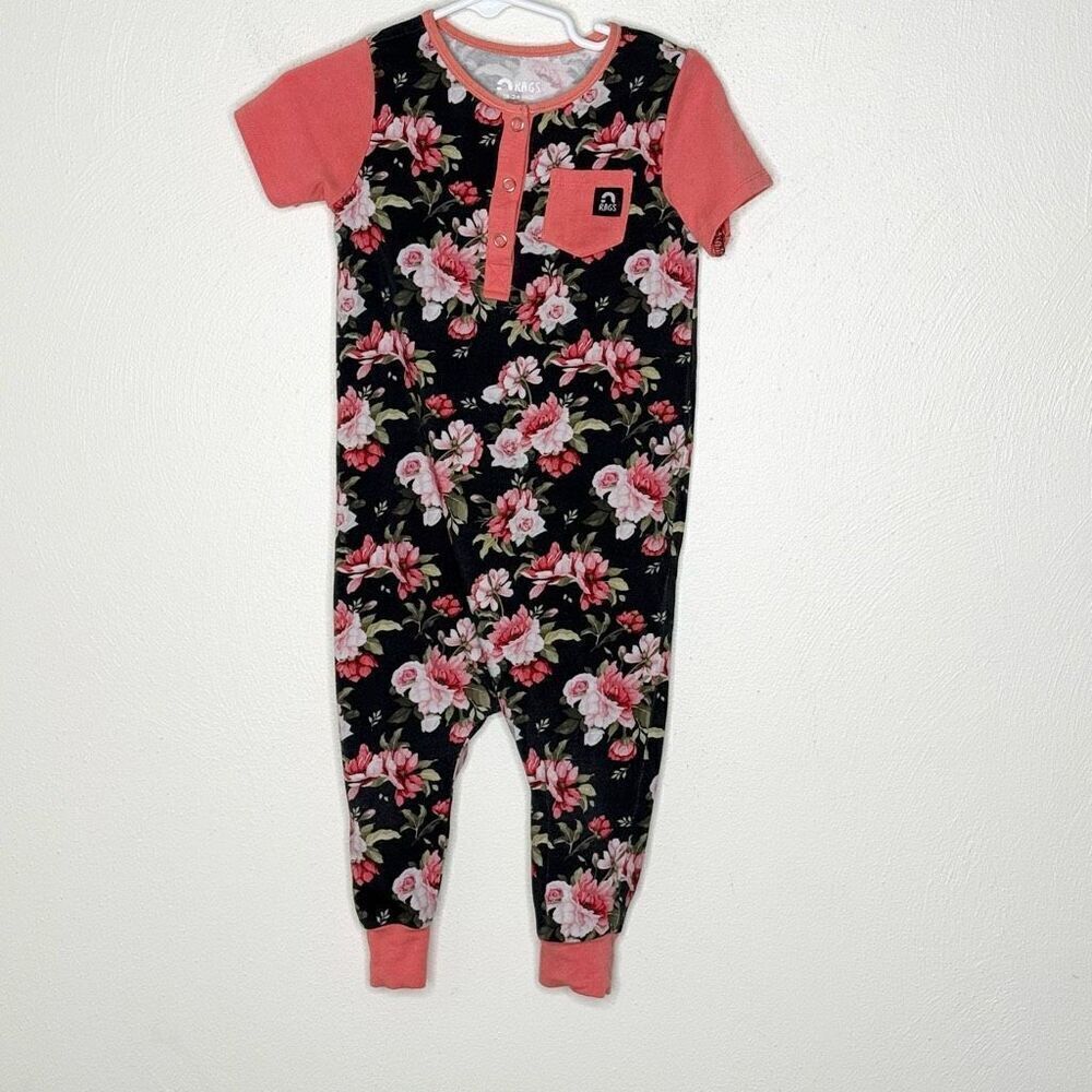 Rags Floral Rose Jumpsuit Coverall One Piece Romper - Toddler 18-24M